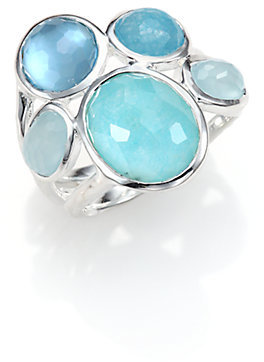 Ippolita Rock Candy Larimar, Aquamarine, Blue Topaz, Mother-Of-Pearl & Sterling Silver Cluster Ring