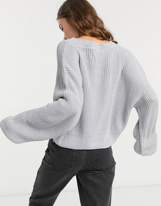 In The Style x Jac Jossa off shoulder jumper in grey