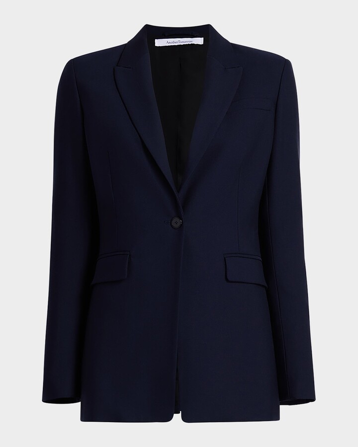 ANOTHER TOMORROW Single Button Blazer Jacket