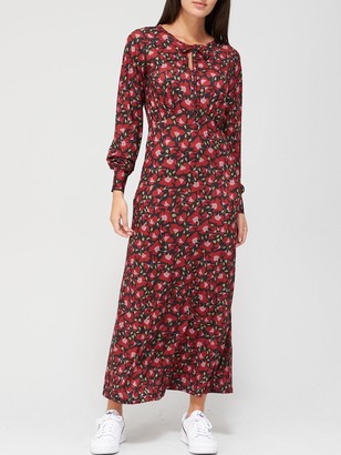 Very Keyhole Midaxi Dress - Red Floral