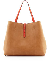 Thumbnail for your product : Neiman Marcus Snake-Embossed Trimmed Reversible Tote Bag, Orange/Taupe