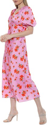 Alexia Admor Lorelei Floral Bubble Sleeve Midi Dress