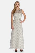 Thumbnail for your product : Tahari Sheer Yoke Embroidered Lace Gown