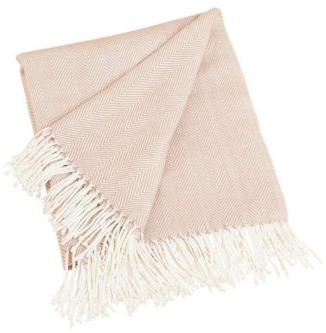 50"x60" Herringbone Tassel Fringe Throw Blanket Pink - Saro Lifestyle