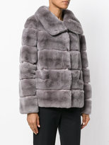 Thumbnail for your product : Yves Salomon silk panelled wide collar coat