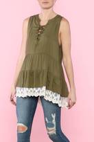 Thumbnail for your product : Umgee USA Green Lace Tank Top Tunic