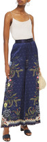 Thumbnail for your product : Camilla Chiffon-paneled Crystal-embellished Printed Hammered-silk Wide-leg Pants