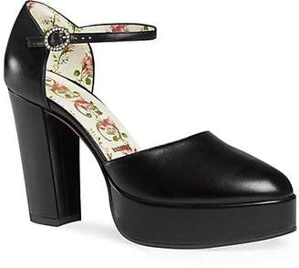 Gucci Women's Agon Leather Mary Jane Pumps - Black