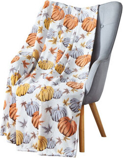 RT Designer's Collection Harvest Gold Pumpkins Printed Flannel Throw 50"X70"