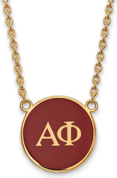 Black Bow Jewelry Co. BlackBowJewelry14kYellowGoldPlatedSterlingSilverAlphaPhiGreekLifeFullEnameledLettersLargeDiscNecklace18Inch
