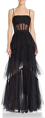 bcbgmaxazria embroidered tulle gown
