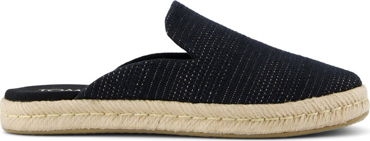 Toms Santiago Mule Espadrille Metallic Linen Stripe Slip On