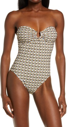 Tory Burch Printed Bandeau One-Piece Swimsuit - ShopStyle