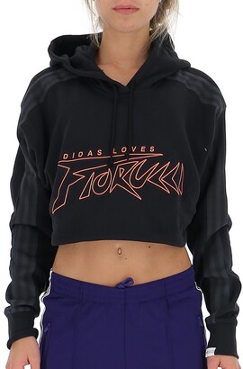 adidas X Fiorucci Logo Embroidered Cropped Hoodie