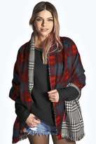 Thumbnail for your product : boohoo Kate Tartan Houndstooth Blanket Cape