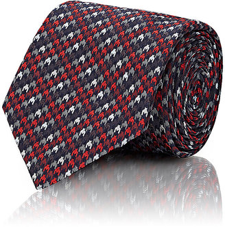 Brioni Men's Houndstooth Check Silk Tie-Red