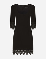 Thumbnail for your product : Dolce & Gabbana Short Wool Crepe Dress With Lace Details