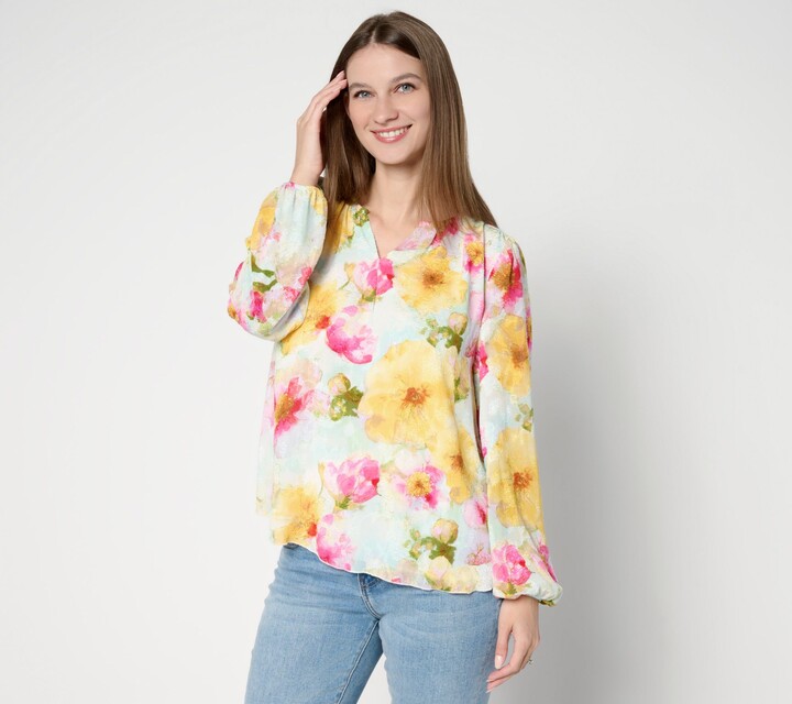 Studio Park x Terri Conn Clip Jacquard Chiffon Blouse