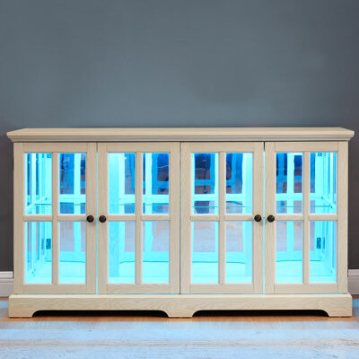 Ivy Bronx Antique White Display Case With Adjustable Shelves And Connectivity Vintage Inspired Showcase Shelving Units