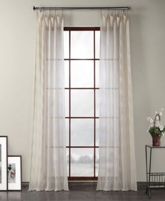 Half Price Drapes Sirius Striped Patterned Faux Linen Sheer Curtain