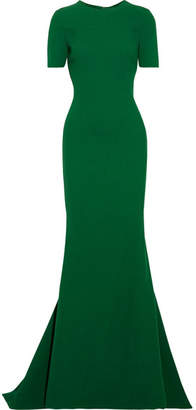 Oscar de la Renta Open-back Wool-blend Crepe Gown - Forest green
