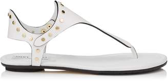 Jimmy Choo DARA FLAT Dara White Vacchetta Leather Sandals.