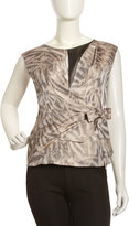 Thumbnail for your product : Lafayette 148 New York Rina Faux-Wrap Top, Shale/Multi
