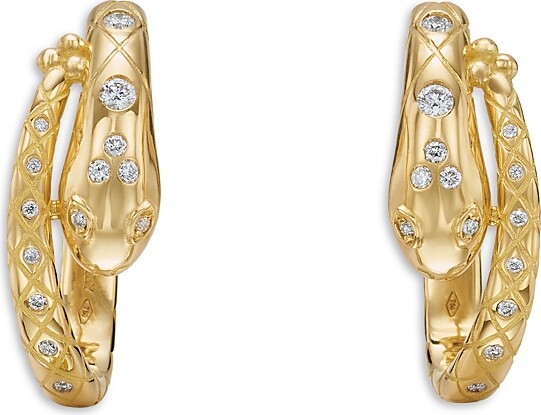 Temple St. Clair 18K Yellow Gold Fj Diamond Delphi Serpent Small Hoop Earrings