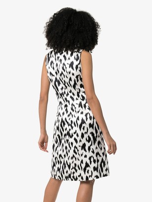 Calvin Klein Cheetah print brooch embellished sleeveless midi dress
