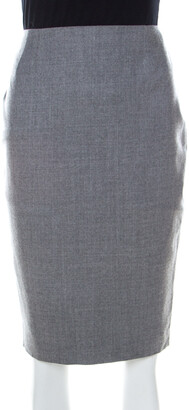 Escada Grey Wool Short Pencil Skirt S