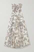 Thumbnail for your product : Monique Lhuillier Strapless Glittered Tulle Gown - White