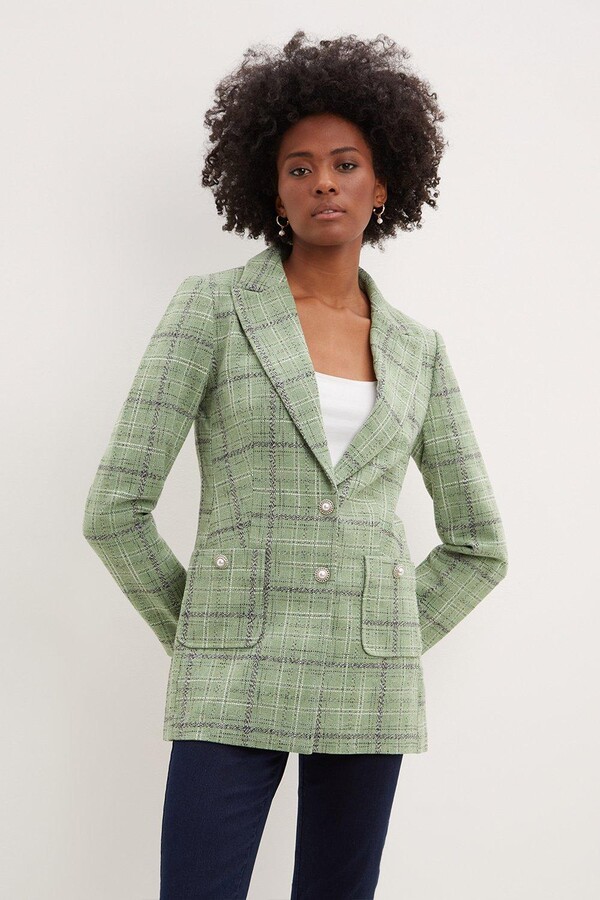 womens navy check blazer