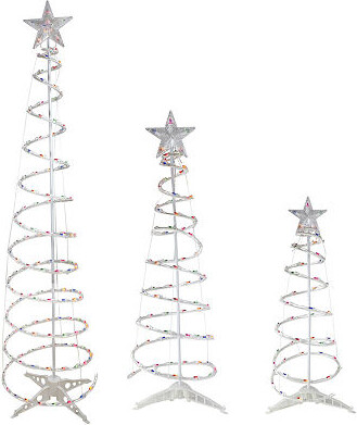 NORTHLIGHT Set of 3 Lighted Multi-Color Spiral Christmas Trees - 3' 4' and 6'