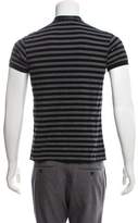 Thumbnail for your product : Saint Laurent Leather-Trimmed Striped Polo