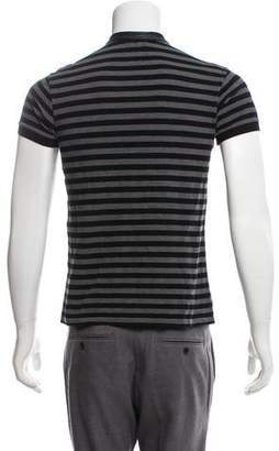 Saint Laurent Leather-Trimmed Striped Polo