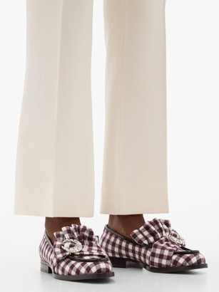 Midnight 00 Antoinette Checked Crystal-embellished Loafers - Burgundy White