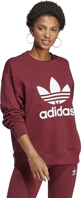 adidas Trefoil Crew Sweatshirt (Shadow Red) Women\'s Sweatshirt - ShopStyle