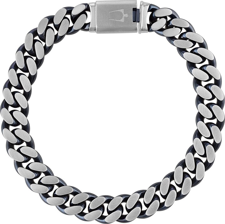 Crucible Men's Polished Box Clasp Curb Chain Link Bracelet