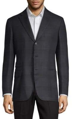 Brioni Silk Plaid Suit Jacket