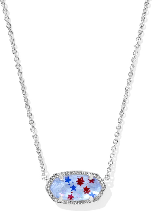 Kendra Scott Elisa Silver Short Pendant Necklace | Illusion/Metal Rhodium