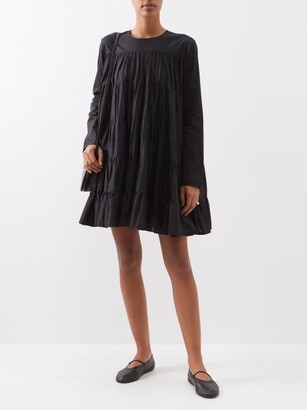 Merlette New York Soliman Banded Cotton-lawn Mini Dress - Black