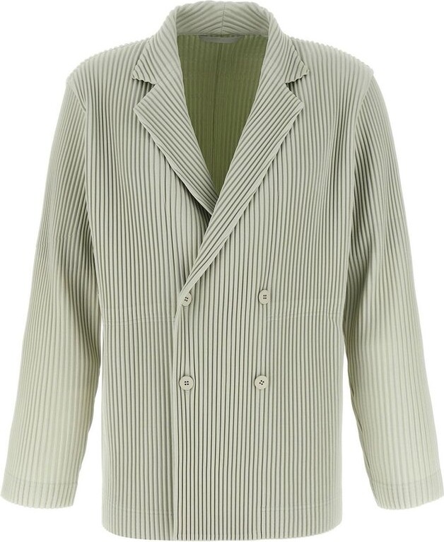 Homme Plissé Issey Miyake Double Breasted Pleated Tailored Blazer