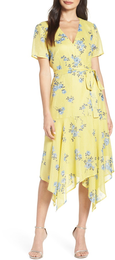 charles henry ruffle tiered wrap dress