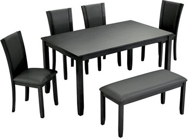 Lark Manor 6-Piece Dining Table Set With Bench And Chairs Wooden Dining Table Set For 6