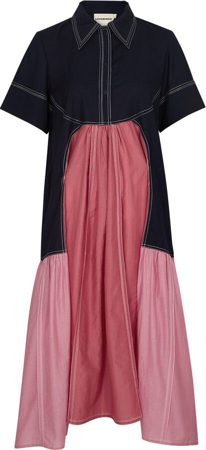 Lovebirds Panelled Cotton-blend Midi Shirt Dress