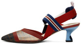 Thumbnail for your product : Fendi Navy and Red Colibri Slingback Heels