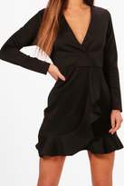 Thumbnail for your product : boohoo Petite Ruffle Hem Blazer Dress