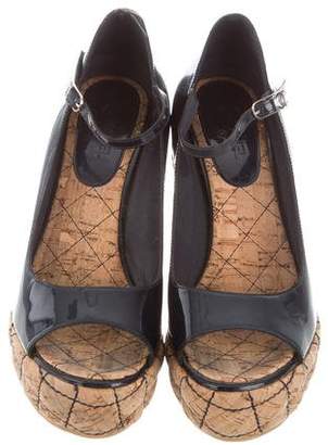 Chanel Patent Leather Platform Sandals