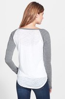 Thumbnail for your product : Miss Me Heart Print Burnout Baseball Top
