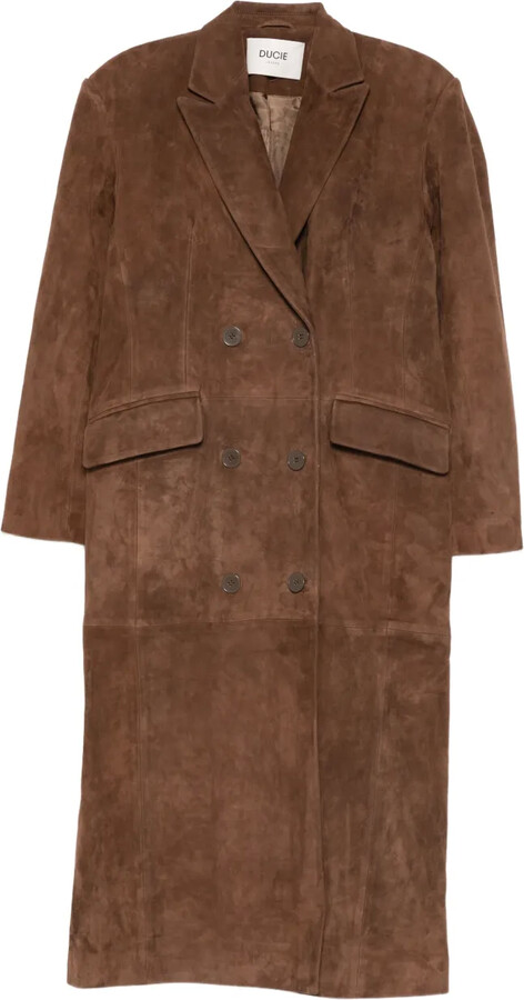Ducie Aggie double-breasted suede long coat